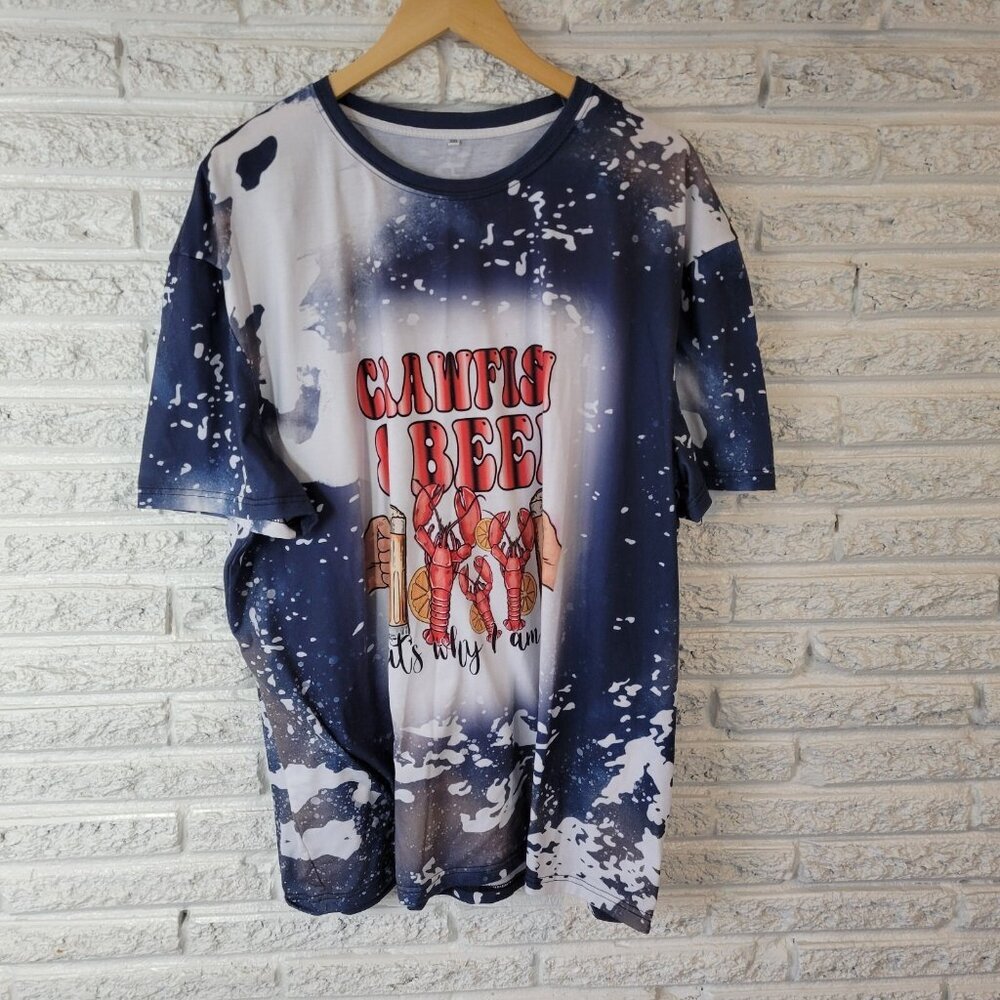 Crawfish Beer T-Shirt Mens 3XL Blue Red Cajun Louisiana Polyester Blend  NOV150E
